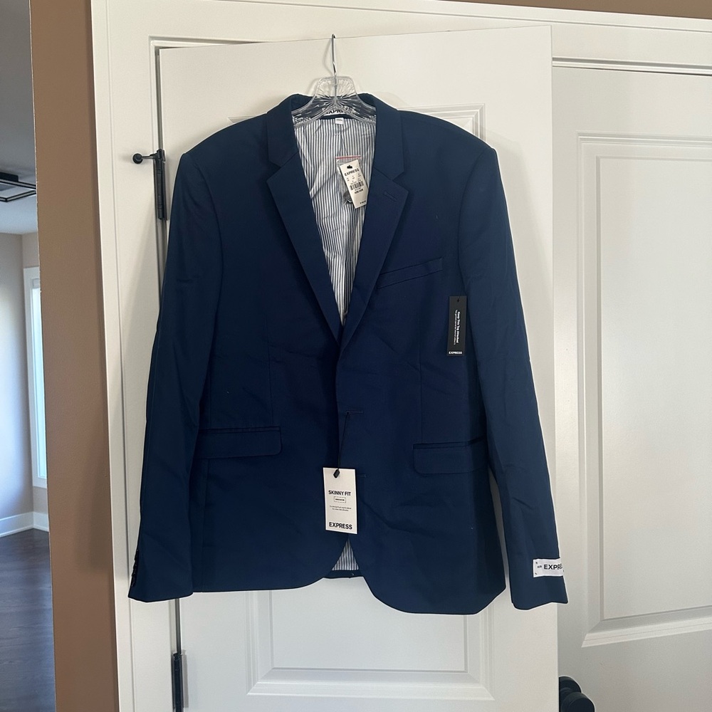 Express Innovator Skinny Fit Navy Blue Suit Jacket